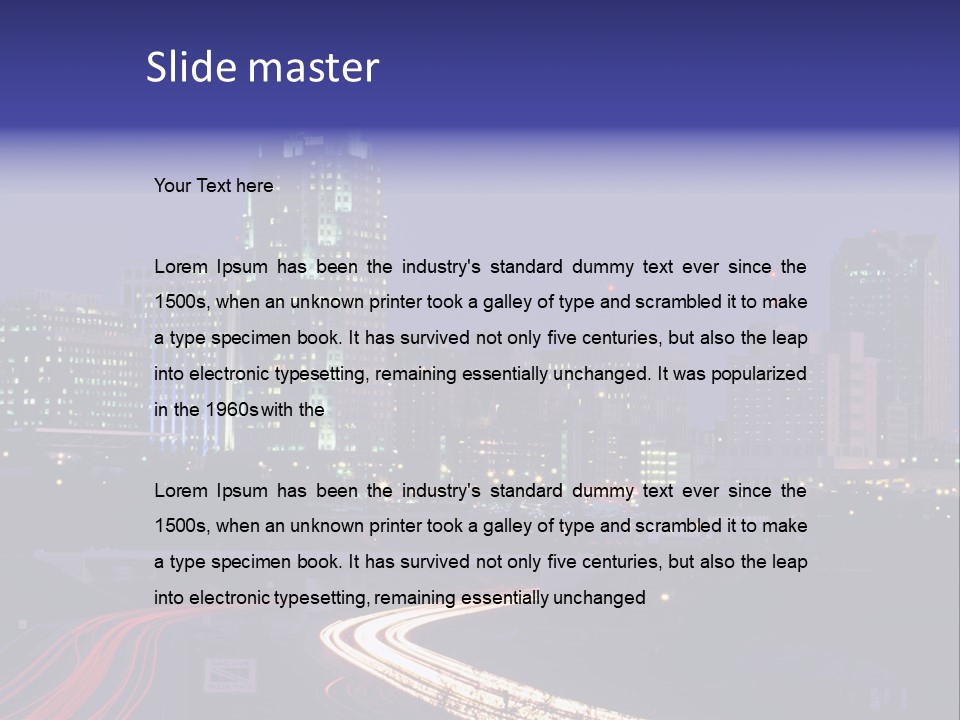 A City Skyline At Night With A Blue Sky PowerPoint Template