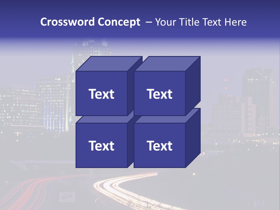 A City Skyline At Night With A Blue Sky PowerPoint Template