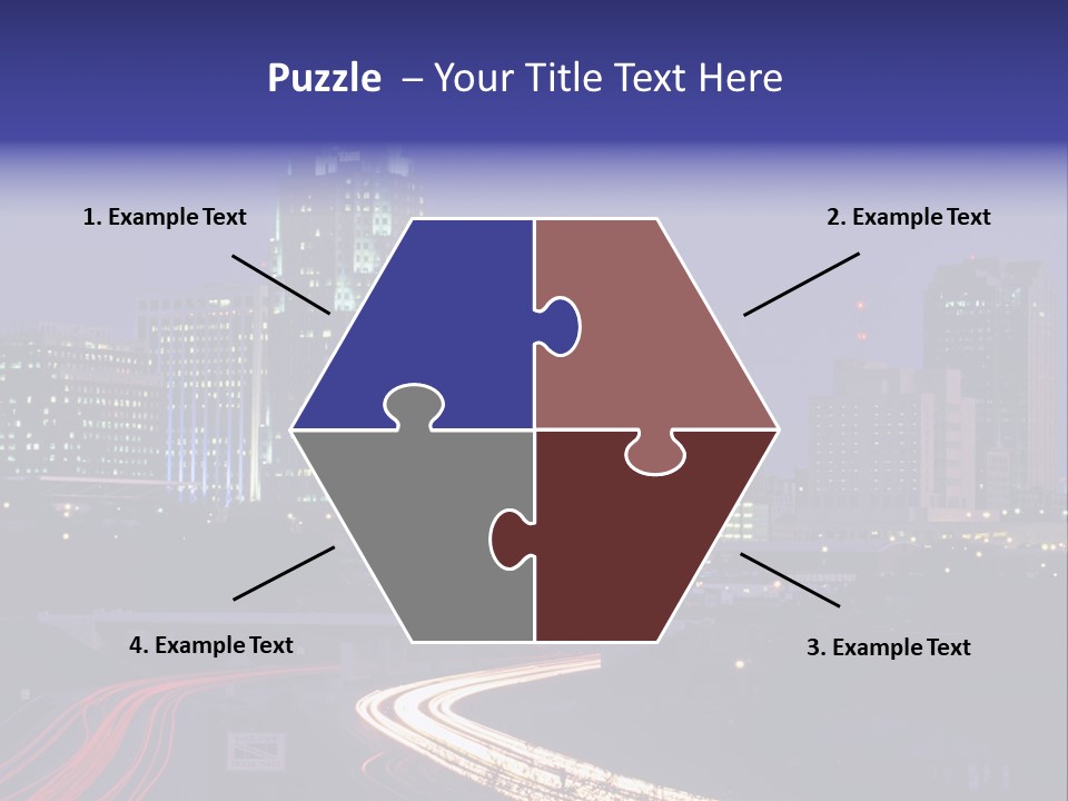 A City Skyline At Night With A Blue Sky PowerPoint Template