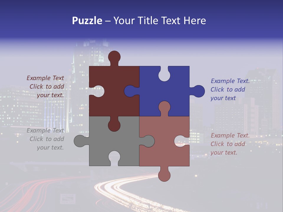 A City Skyline At Night With A Blue Sky PowerPoint Template