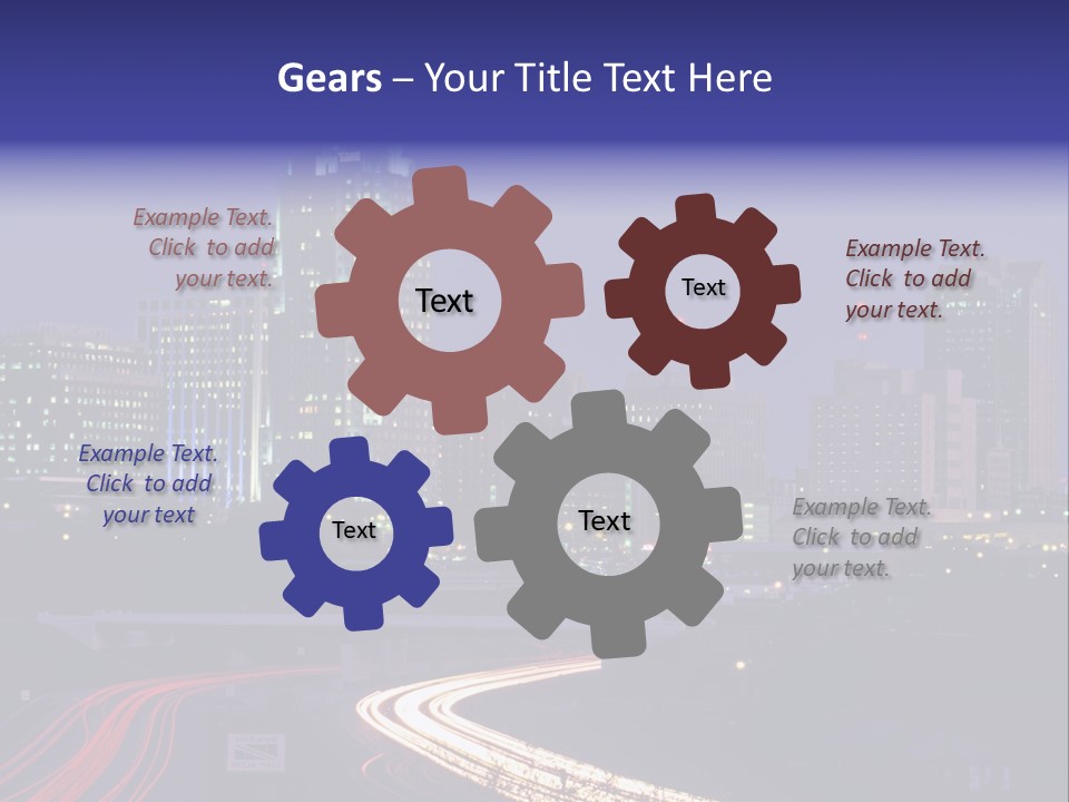 A City Skyline At Night With A Blue Sky PowerPoint Template