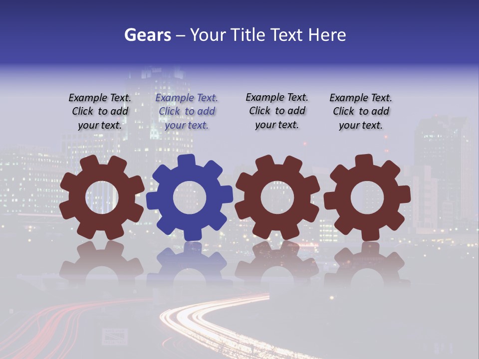 A City Skyline At Night With A Blue Sky PowerPoint Template