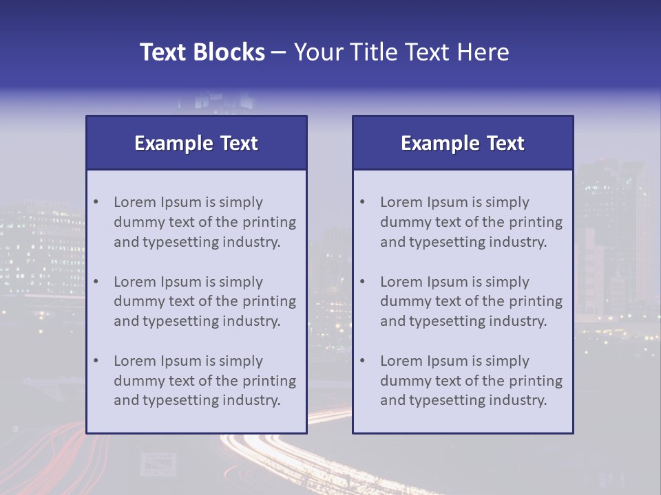 A City Skyline At Night With A Blue Sky PowerPoint Template