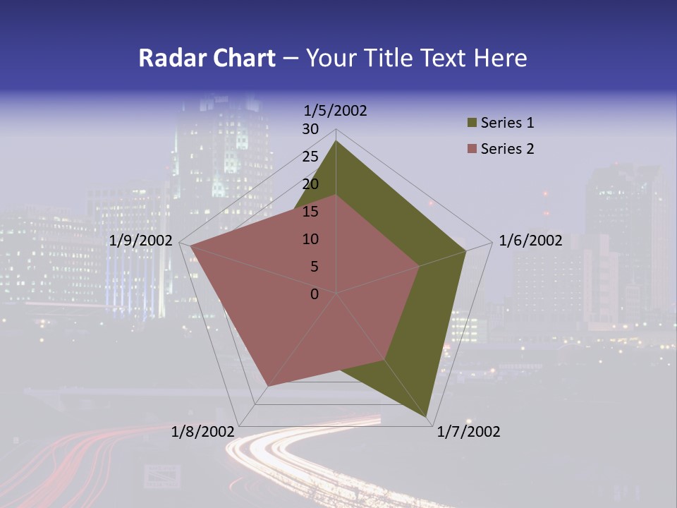 A City Skyline At Night With A Blue Sky PowerPoint Template
