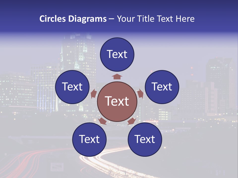 A City Skyline At Night With A Blue Sky PowerPoint Template