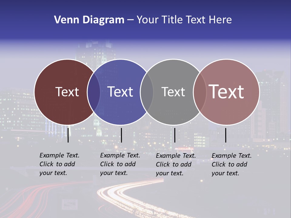 A City Skyline At Night With A Blue Sky PowerPoint Template