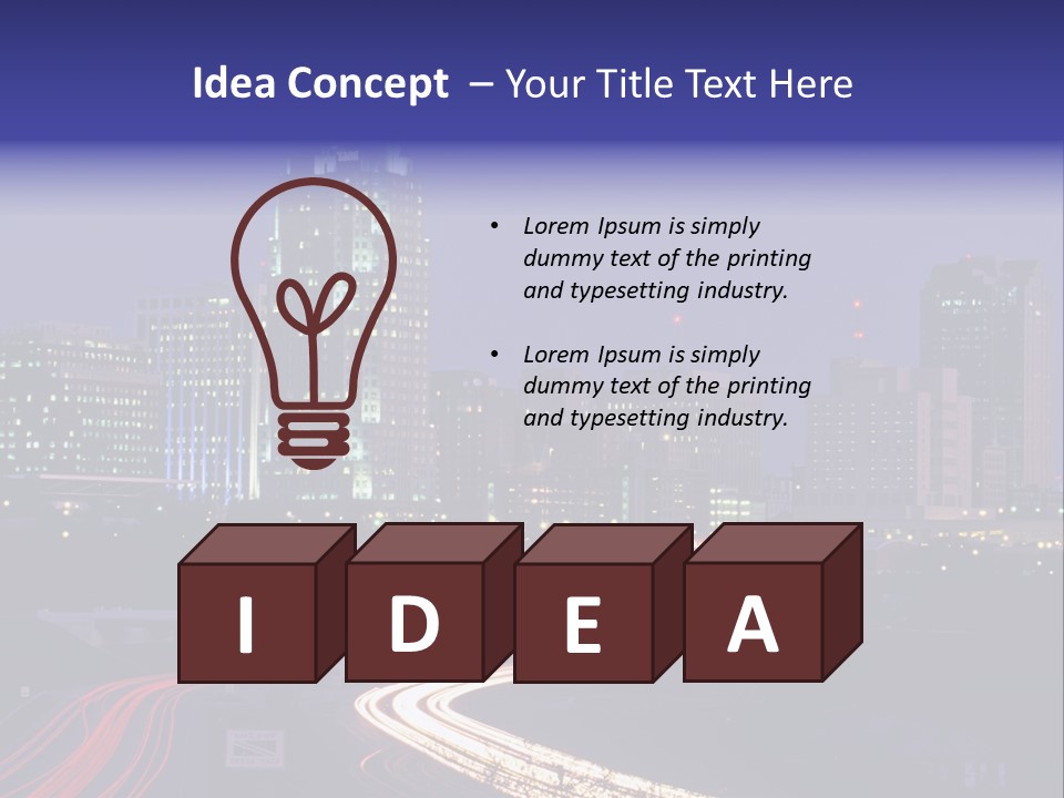 A City Skyline At Night With A Blue Sky PowerPoint Template