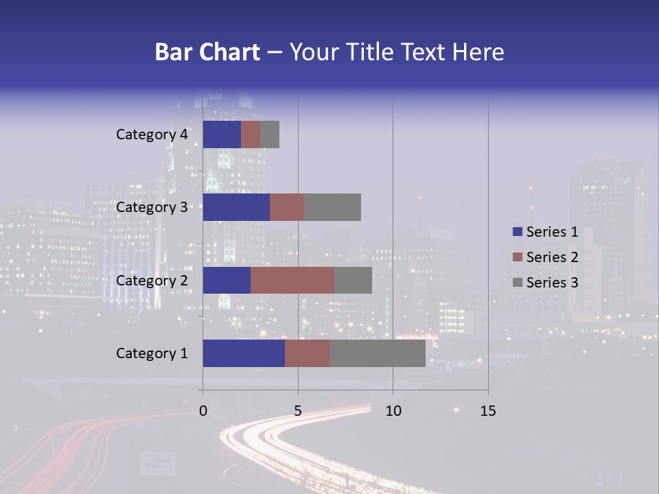 A City Skyline At Night With A Blue Sky PowerPoint Template