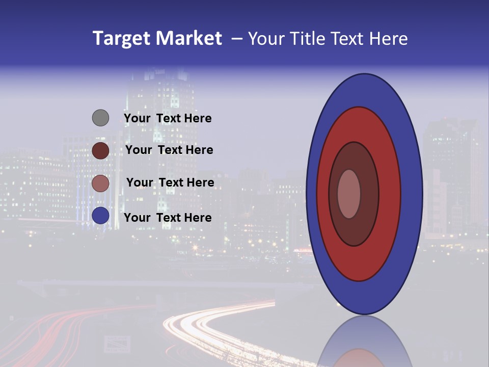 A City Skyline At Night With A Blue Sky PowerPoint Template