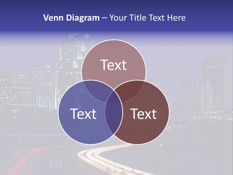 A City Skyline At Night With A Blue Sky PowerPoint Template