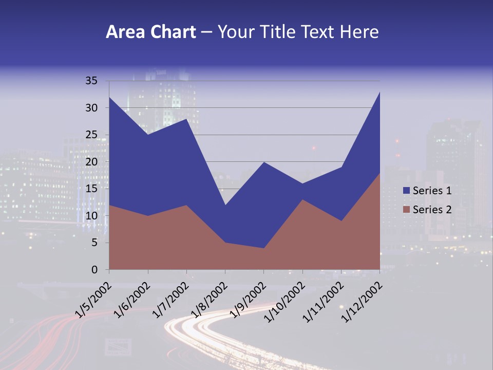 A City Skyline At Night With A Blue Sky PowerPoint Template