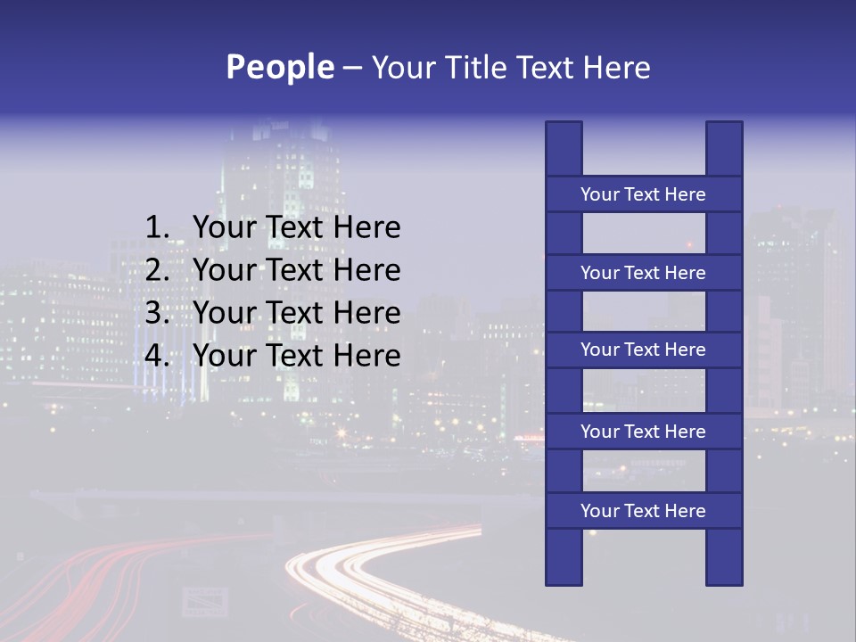 A City Skyline At Night With A Blue Sky PowerPoint Template