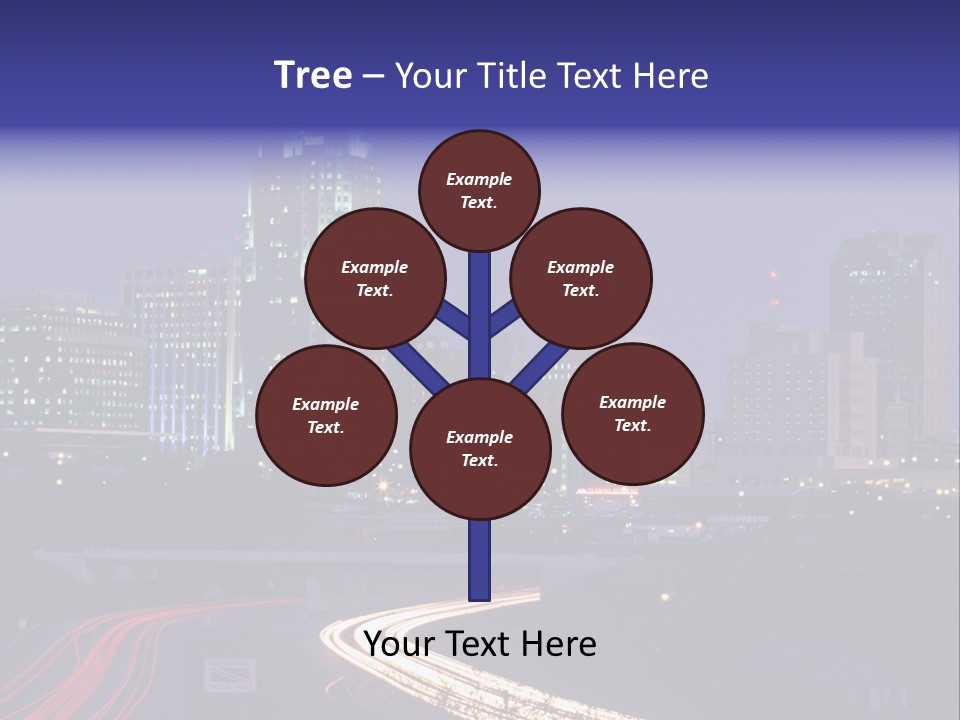 A City Skyline At Night With A Blue Sky PowerPoint Template