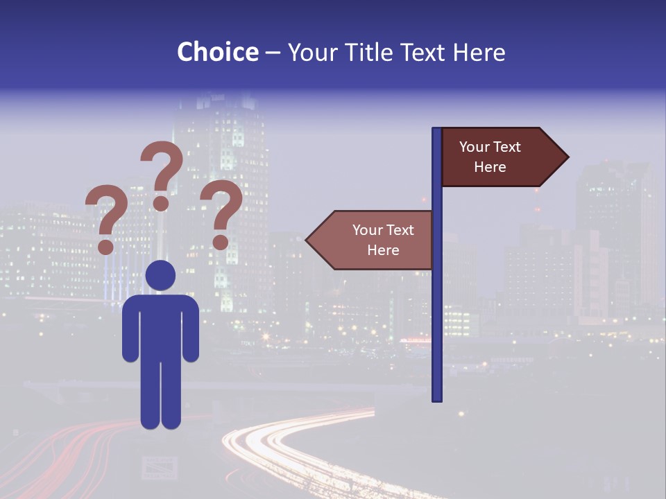 A City Skyline At Night With A Blue Sky PowerPoint Template