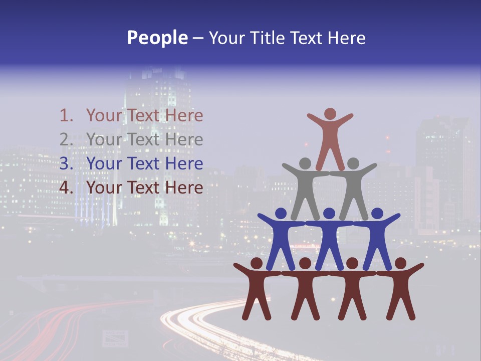 A City Skyline At Night With A Blue Sky PowerPoint Template