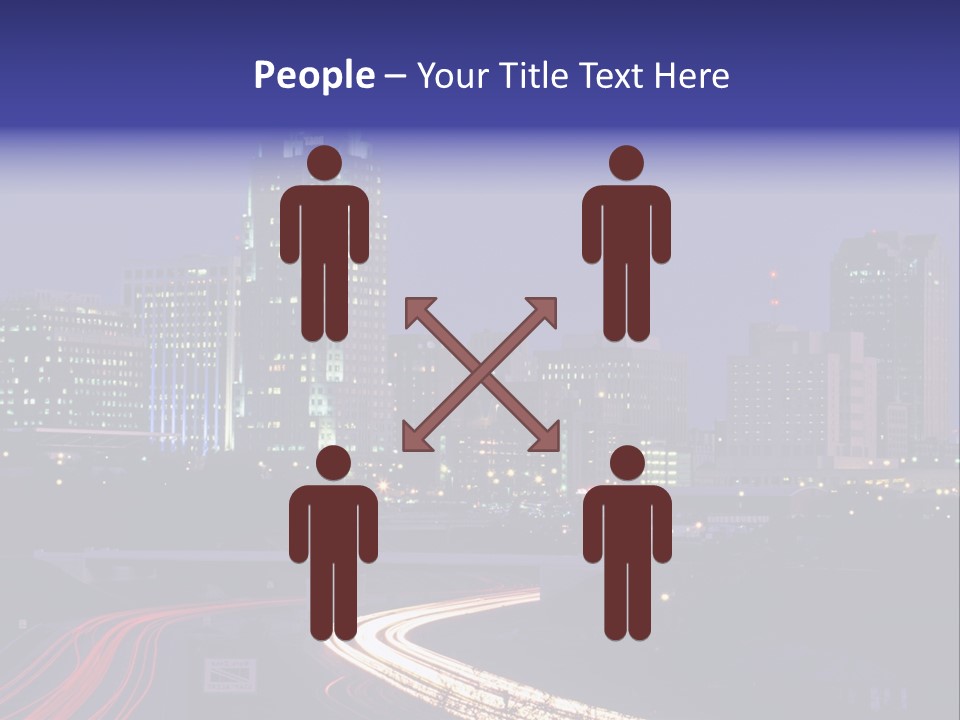 A City Skyline At Night With A Blue Sky PowerPoint Template