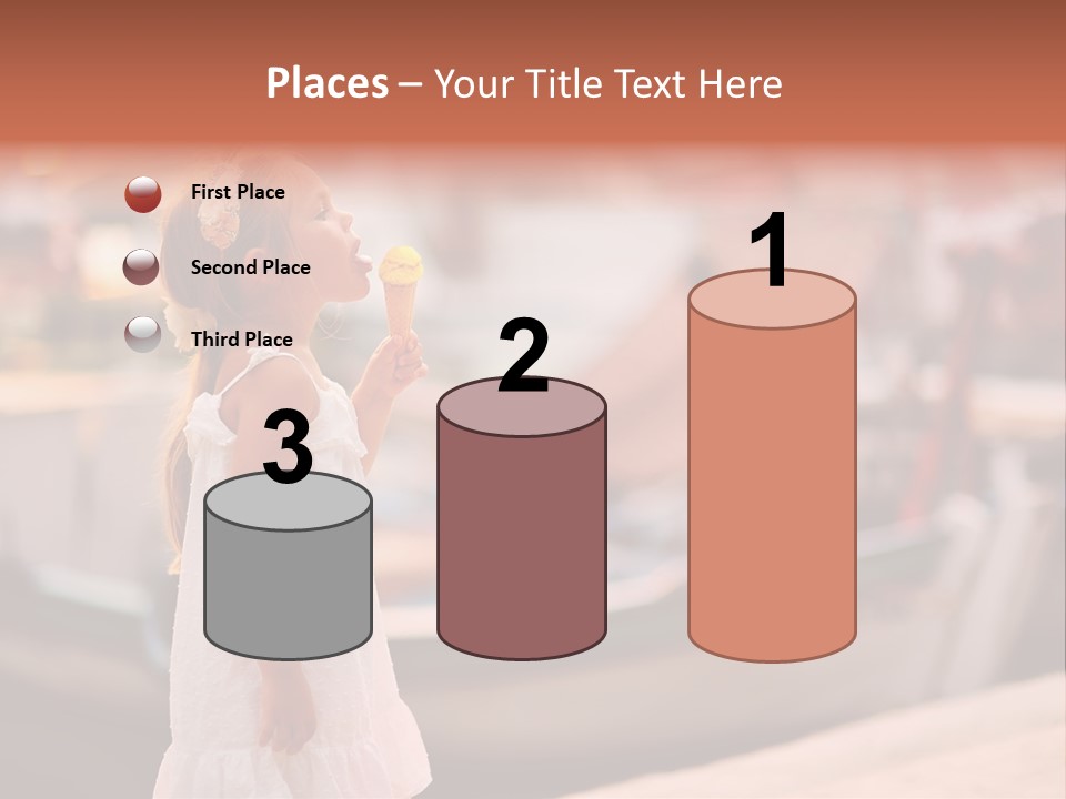 A Little Girl Is Eating An Ice Cream Cone PowerPoint Template