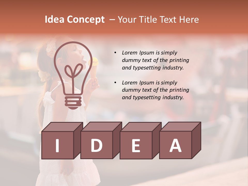 A Little Girl Is Eating An Ice Cream Cone PowerPoint Template