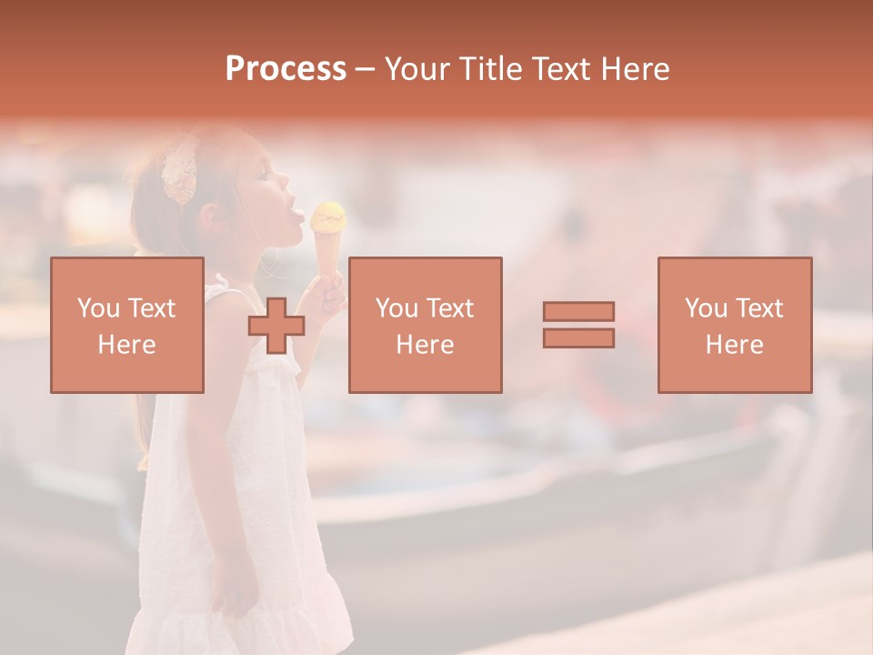 A Little Girl Is Eating An Ice Cream Cone PowerPoint Template