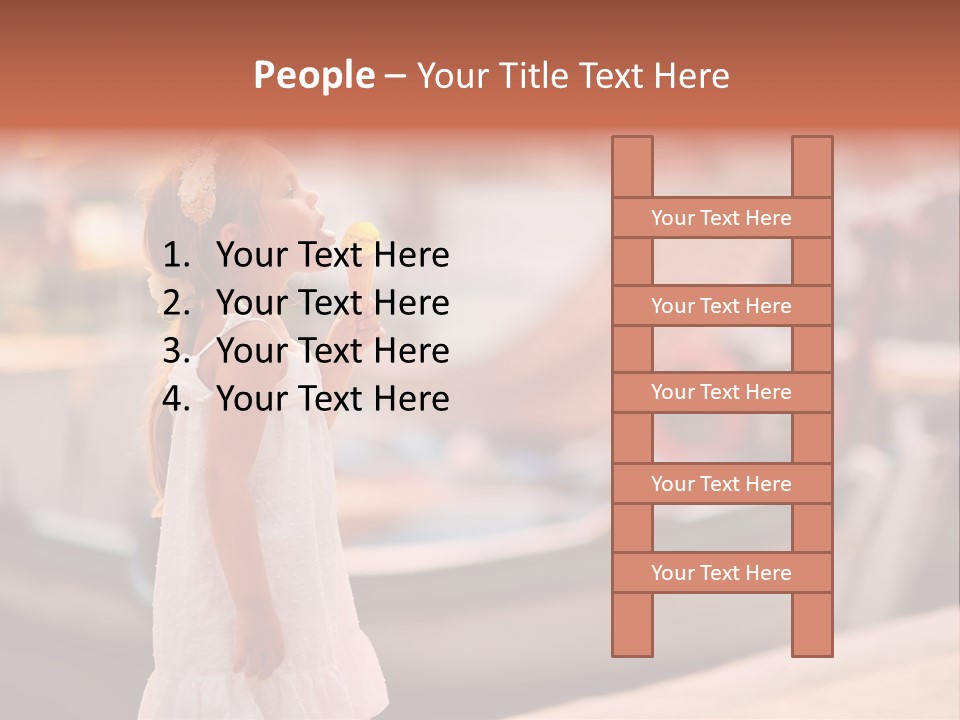 A Little Girl Is Eating An Ice Cream Cone PowerPoint Template