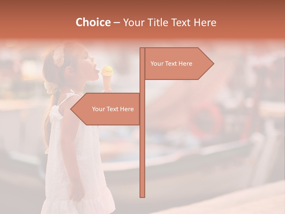 A Little Girl Is Eating An Ice Cream Cone PowerPoint Template