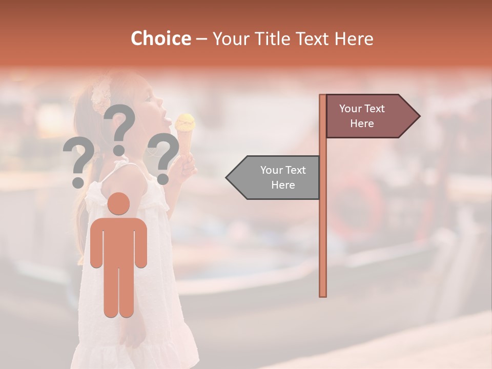 A Little Girl Is Eating An Ice Cream Cone PowerPoint Template