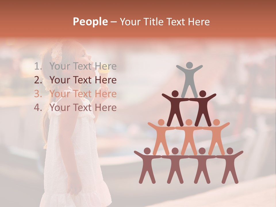 A Little Girl Is Eating An Ice Cream Cone PowerPoint Template