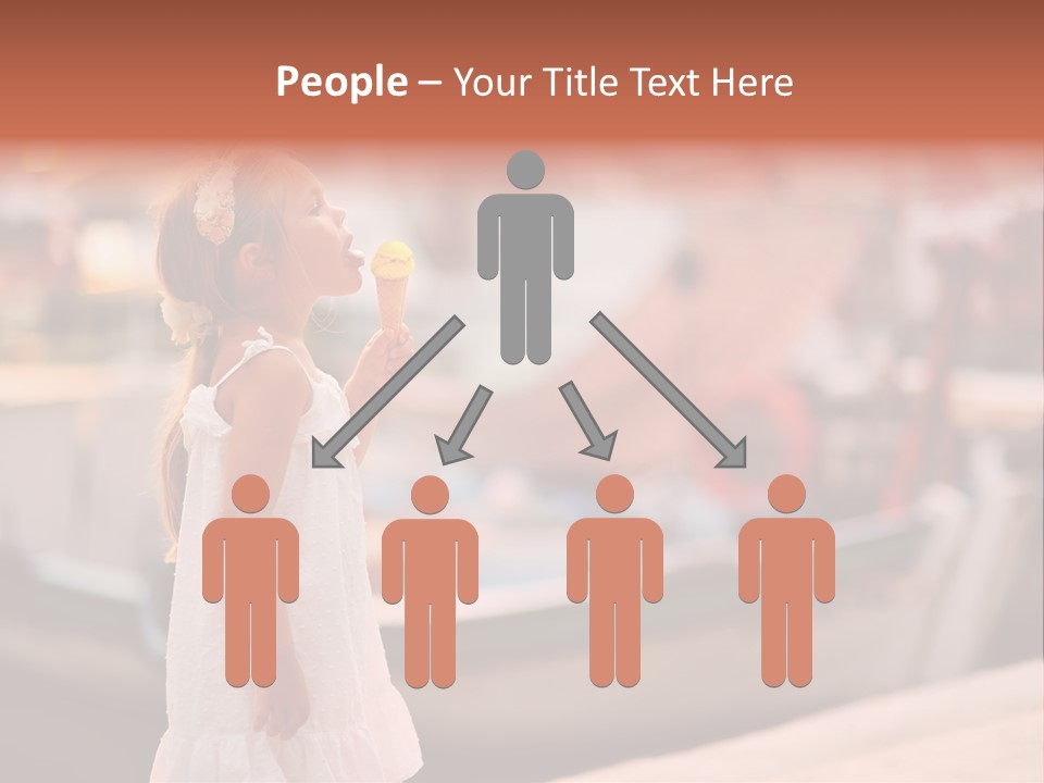 A Little Girl Is Eating An Ice Cream Cone PowerPoint Template