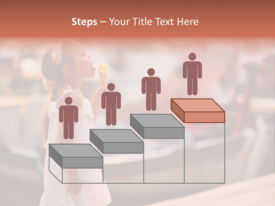A Little Girl Is Eating An Ice Cream Cone PowerPoint Template