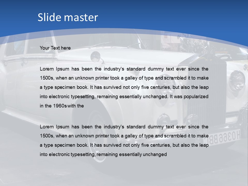 A White Car Is On Display In A Showroom PowerPoint Template