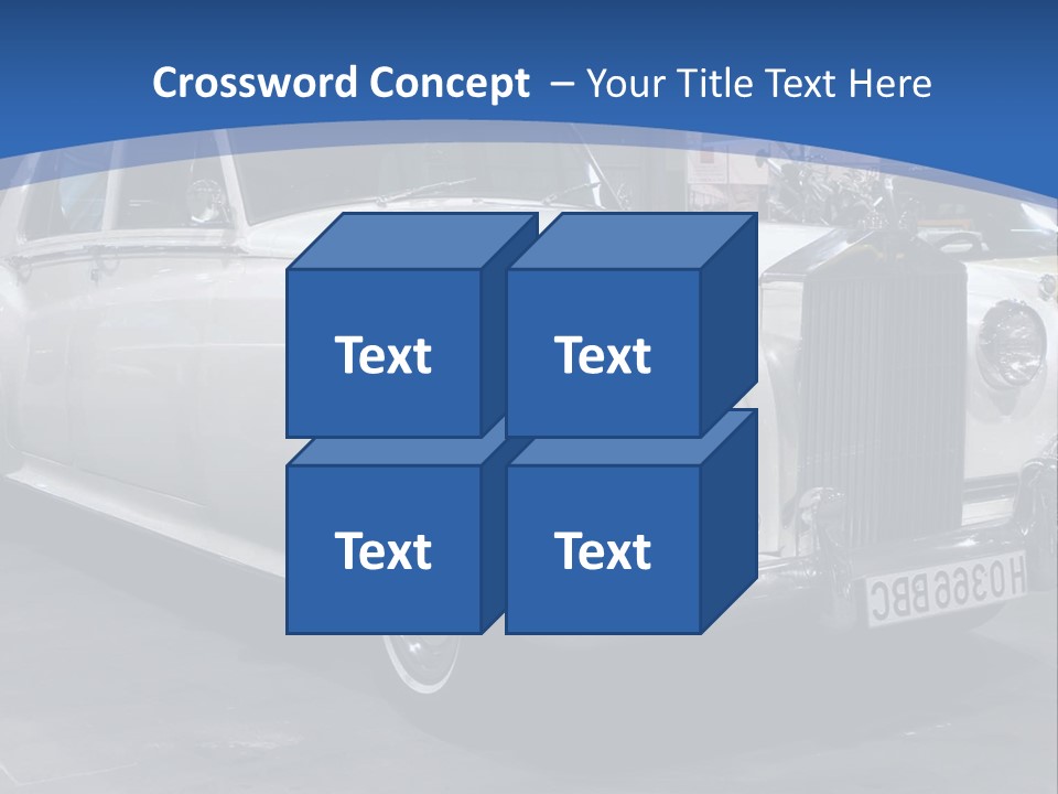 A White Car Is On Display In A Showroom PowerPoint Template