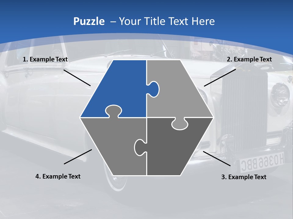 A White Car Is On Display In A Showroom PowerPoint Template