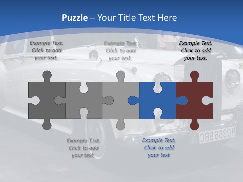A White Car Is On Display In A Showroom PowerPoint Template
