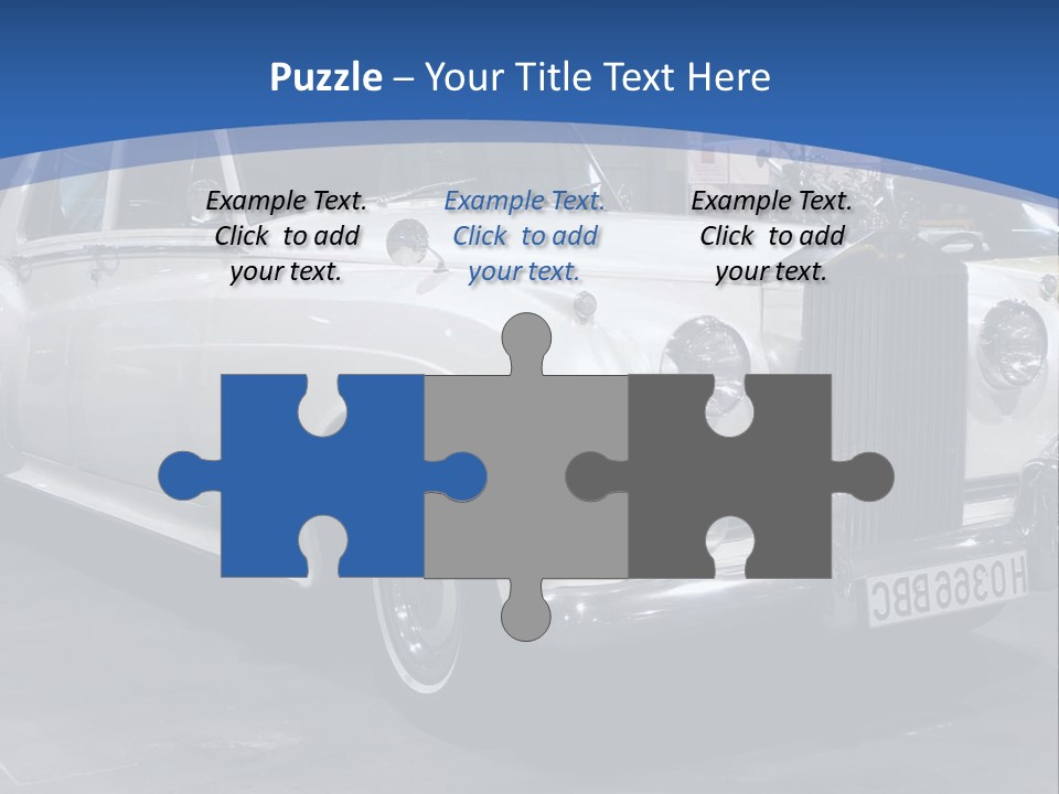 A White Car Is On Display In A Showroom PowerPoint Template
