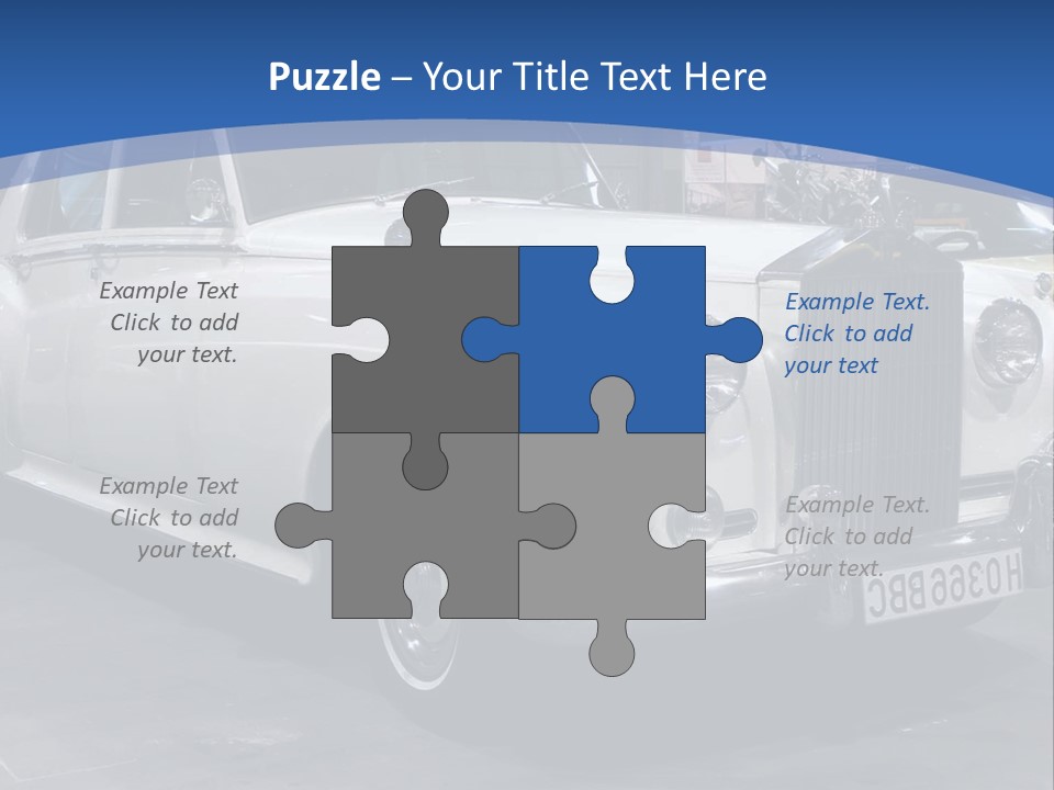 A White Car Is On Display In A Showroom PowerPoint Template