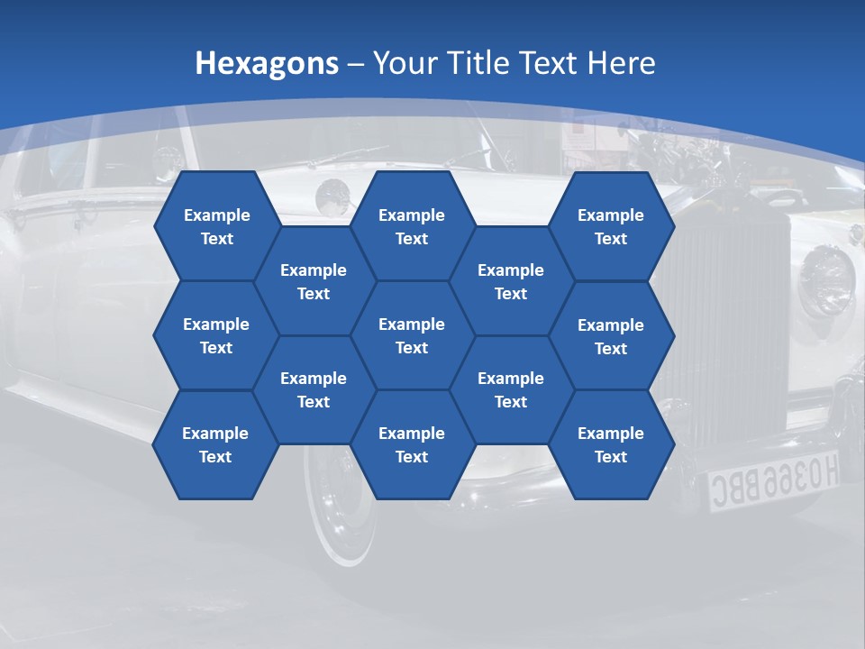 A White Car Is On Display In A Showroom PowerPoint Template