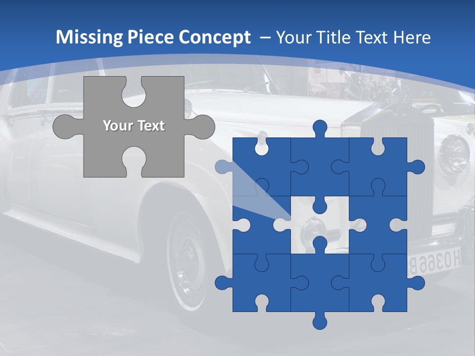 A White Car Is On Display In A Showroom PowerPoint Template