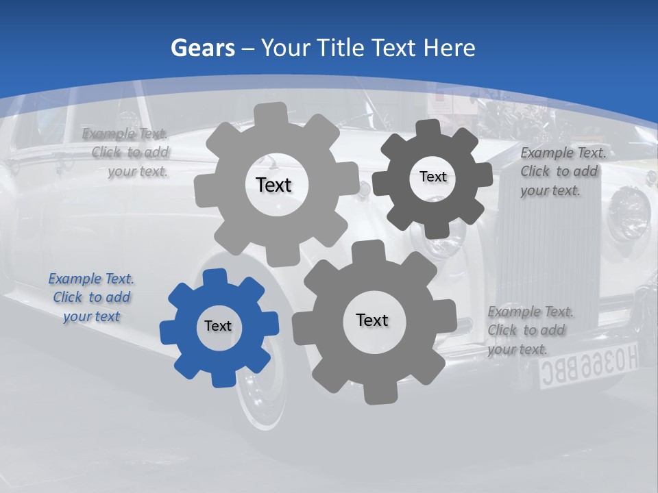 A White Car Is On Display In A Showroom PowerPoint Template
