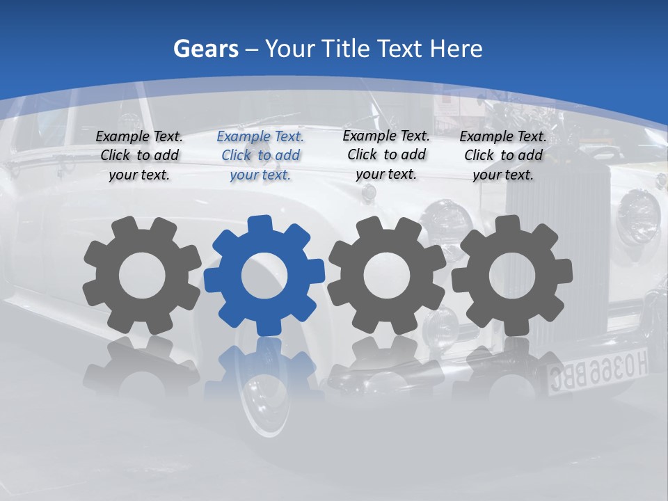 A White Car Is On Display In A Showroom PowerPoint Template