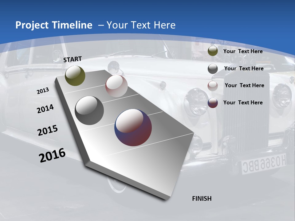 A White Car Is On Display In A Showroom PowerPoint Template
