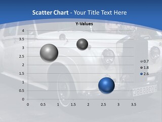 A White Car Is On Display In A Showroom PowerPoint Template