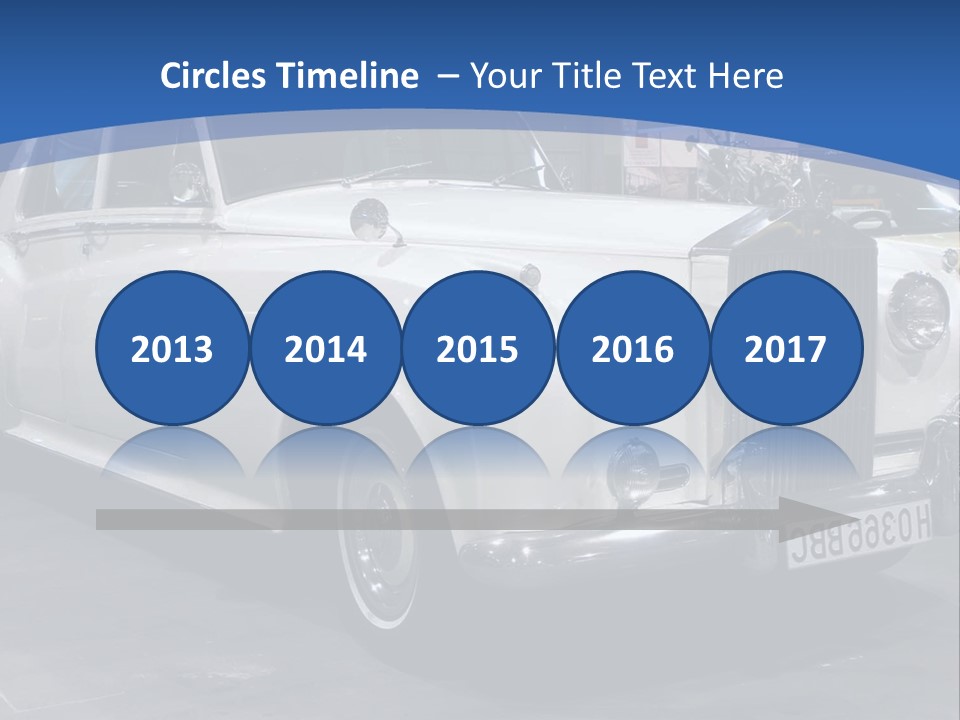 A White Car Is On Display In A Showroom PowerPoint Template