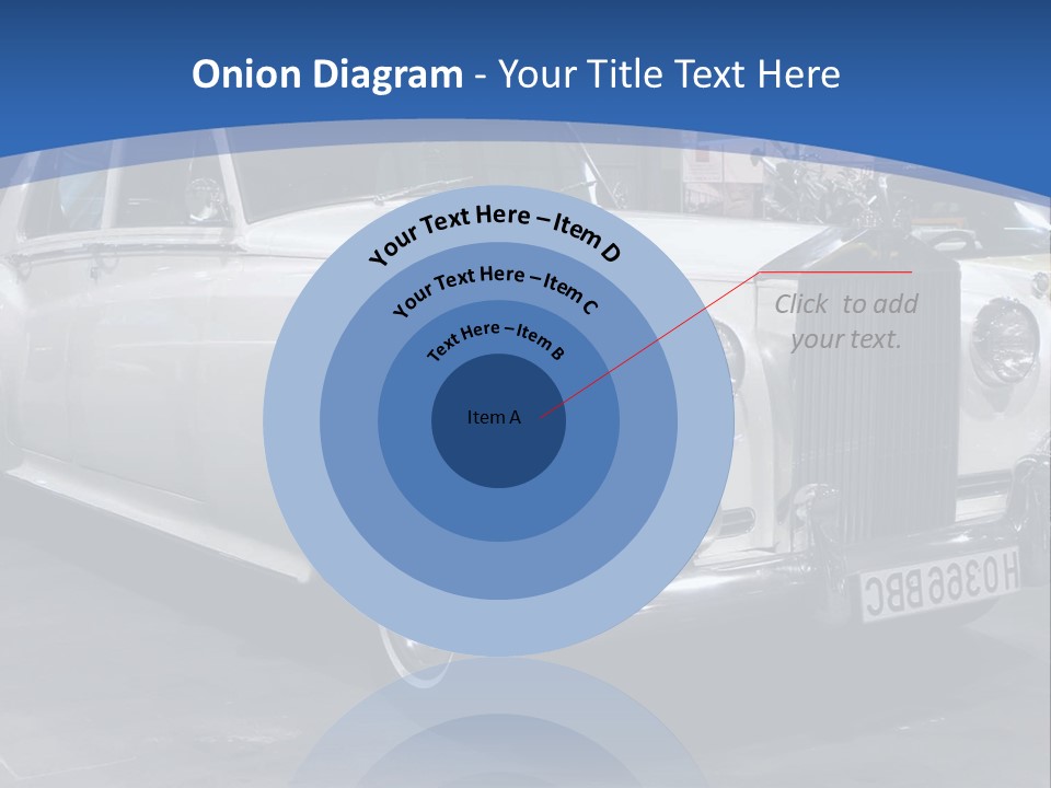 A White Car Is On Display In A Showroom PowerPoint Template