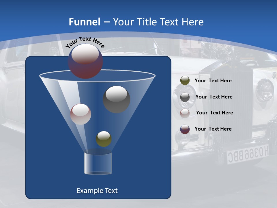A White Car Is On Display In A Showroom PowerPoint Template