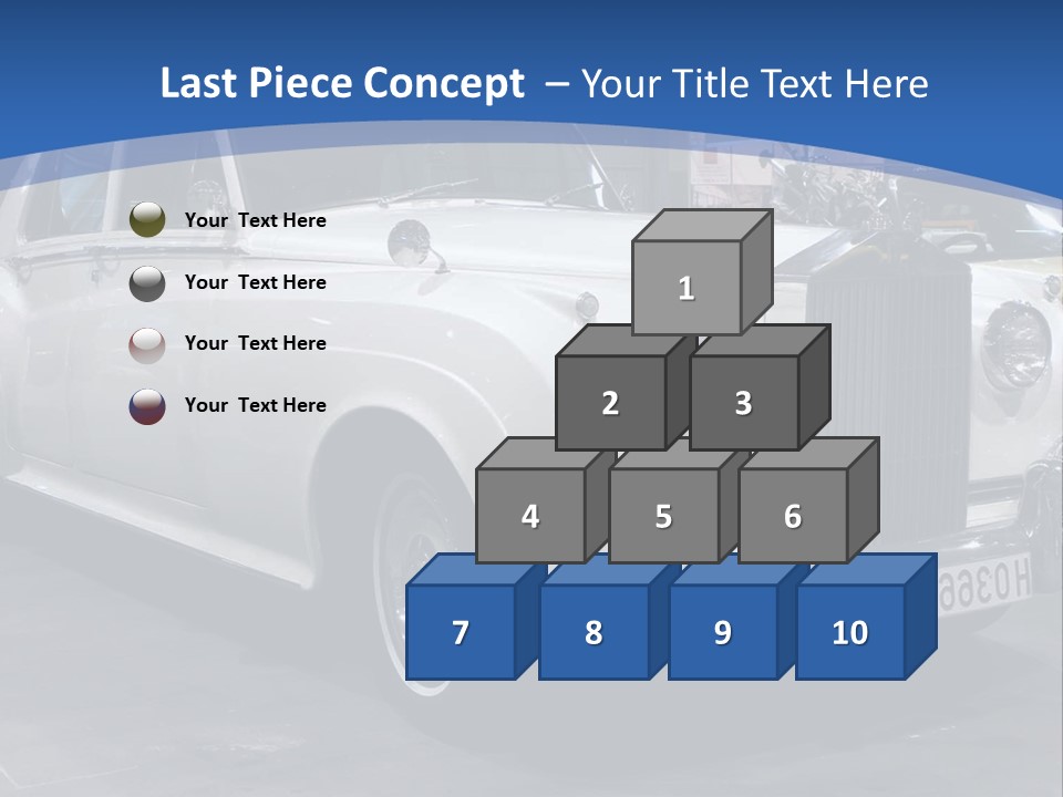A White Car Is On Display In A Showroom PowerPoint Template