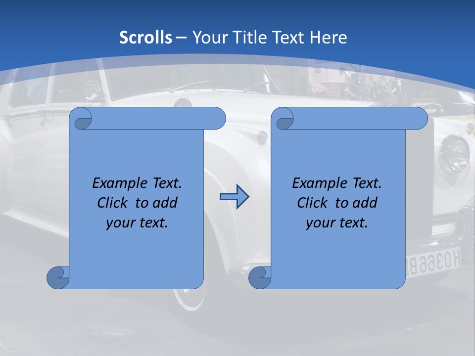 A White Car Is On Display In A Showroom PowerPoint Template