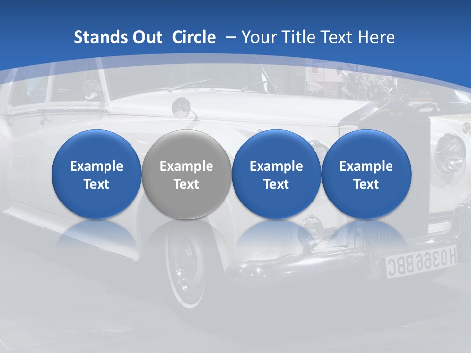 A White Car Is On Display In A Showroom PowerPoint Template