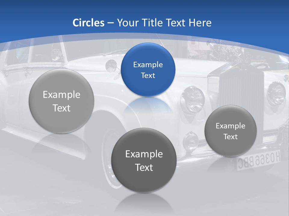 A White Car Is On Display In A Showroom PowerPoint Template