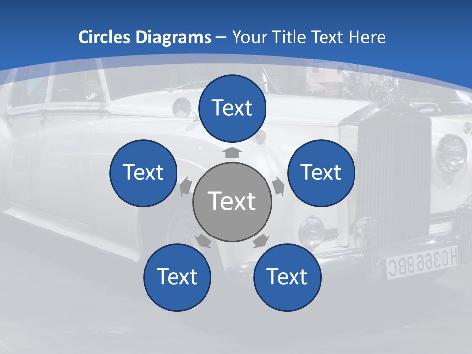 A White Car Is On Display In A Showroom PowerPoint Template