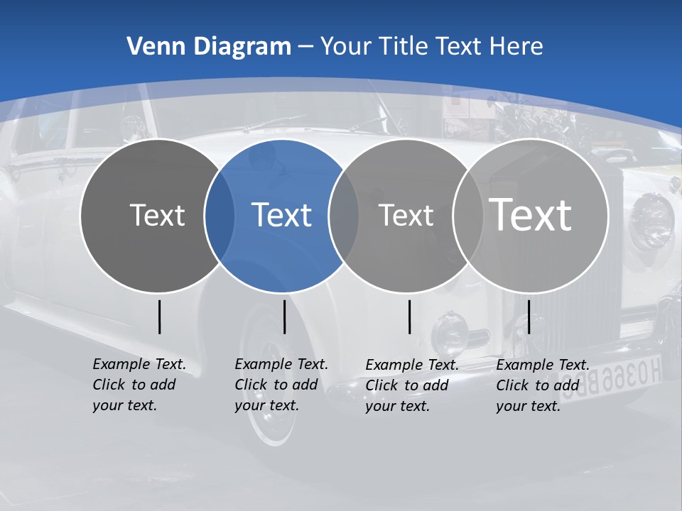 A White Car Is On Display In A Showroom PowerPoint Template